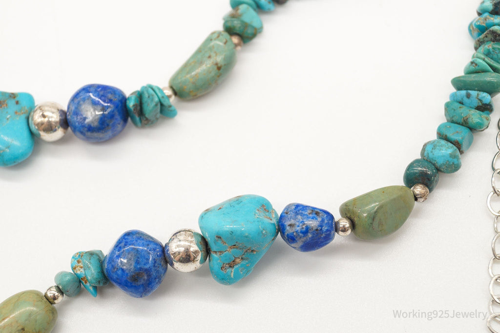 Vintage Carolyn Pollack Relios Turquoise Lapis Lazuli Sterling Silver Necklace | Jewelry > Necklaces | Wiccan Center