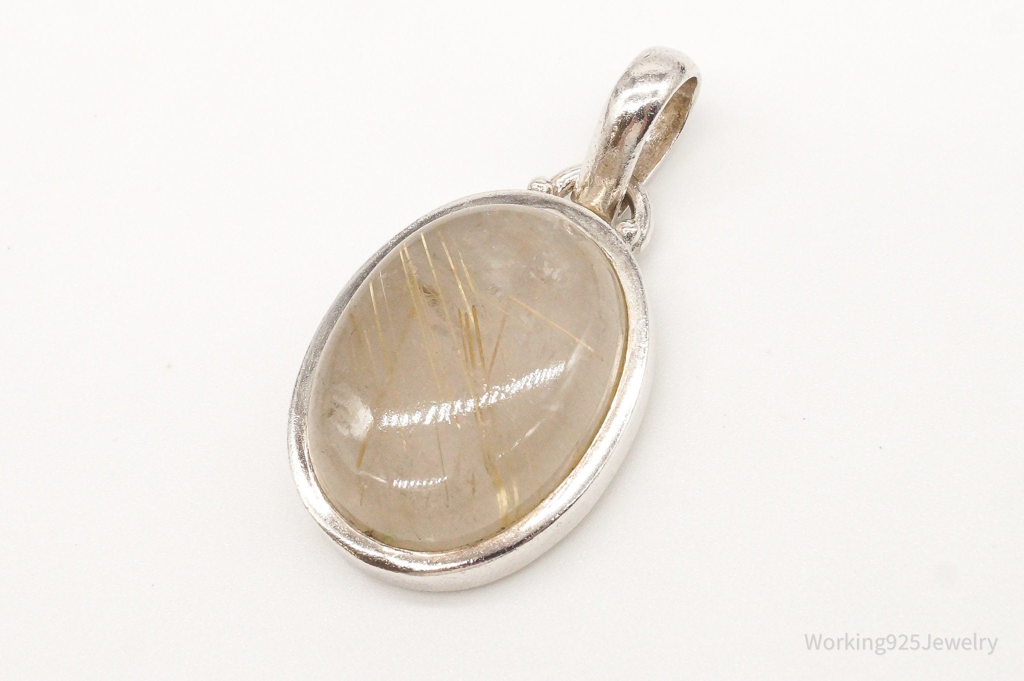 Vintage Designer SJ Rutilated Quartz Sterling Silver Pendant | Jewelry > Necklaces > Pendants | Wiccan Center