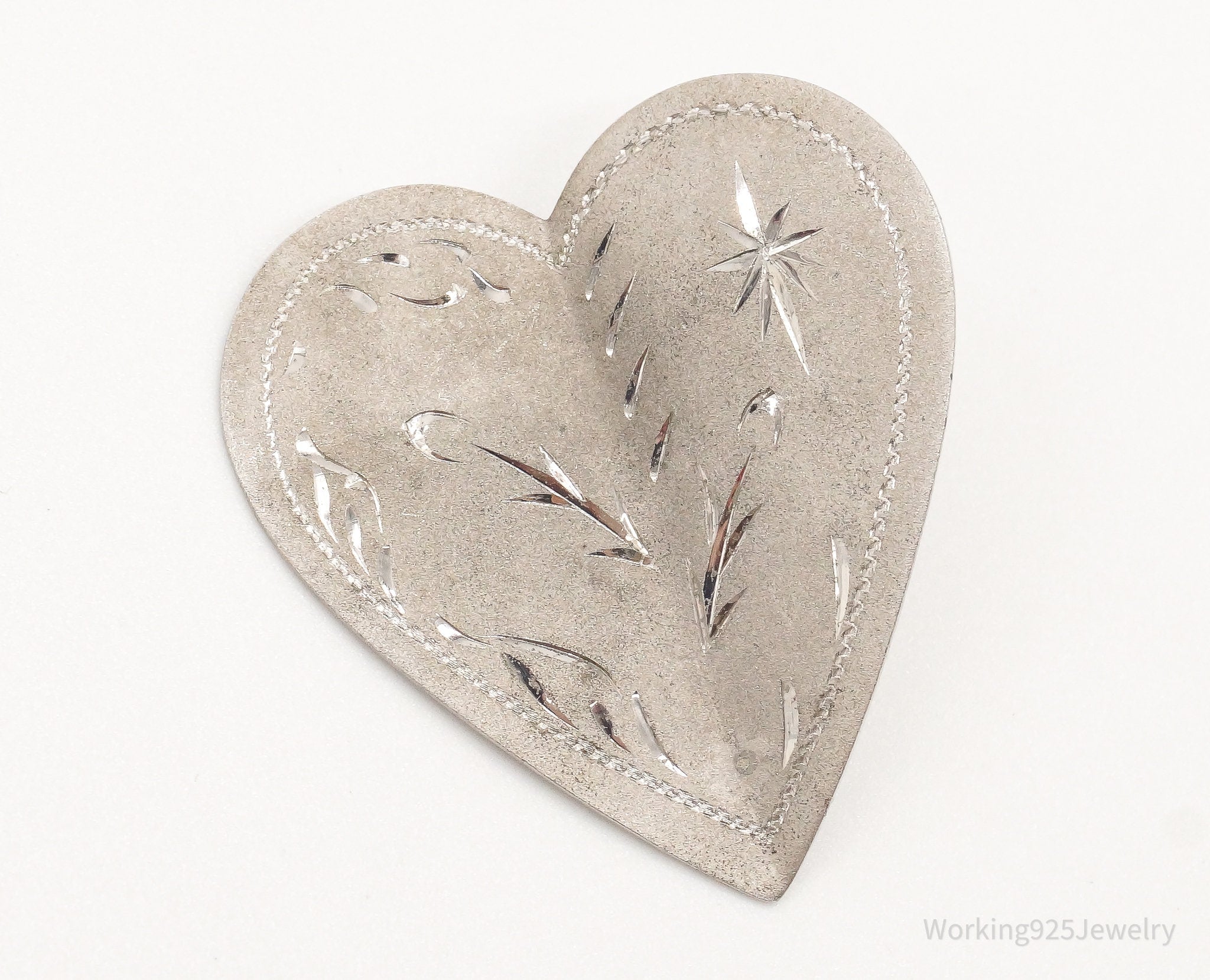 Large Antique Sterling Silver Heart Pendant | Jewelry > Necklaces > Pendants | Wiccan Center