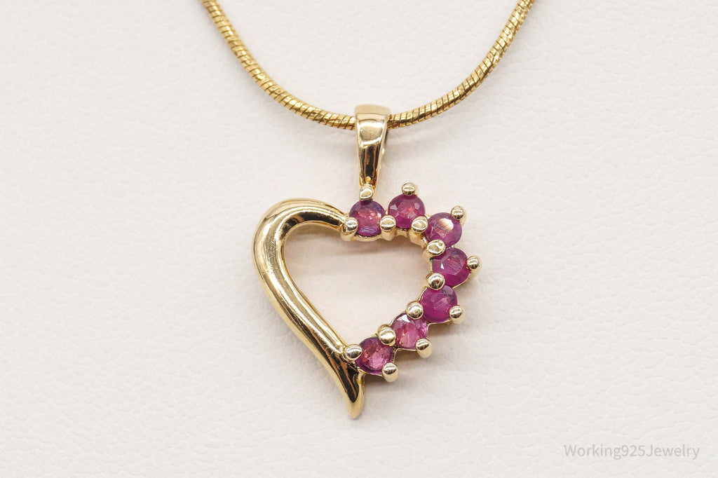 Vintage Designer Ross Simons Ruby Heart Gold Vermeil Sterling Silver Necklace | Jewelry > Necklaces > Pendants | Wiccan Center