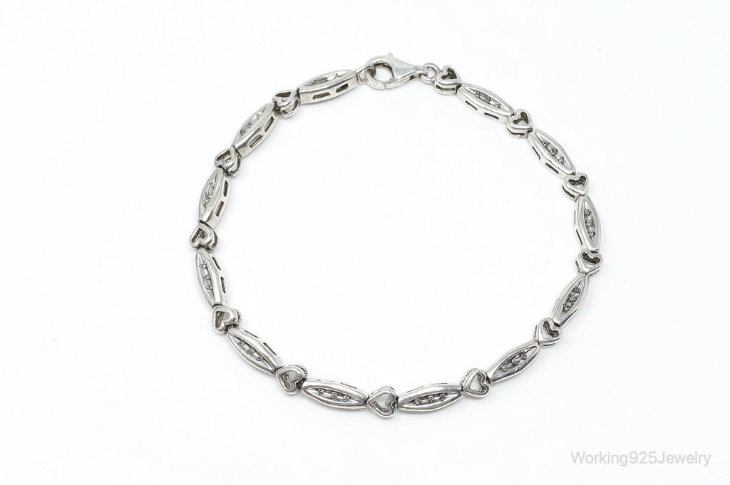 Vintage Diamonds Linked Hearts Sterling Silver Bracelet | Jewelry > Bracelets | Wiccan Center