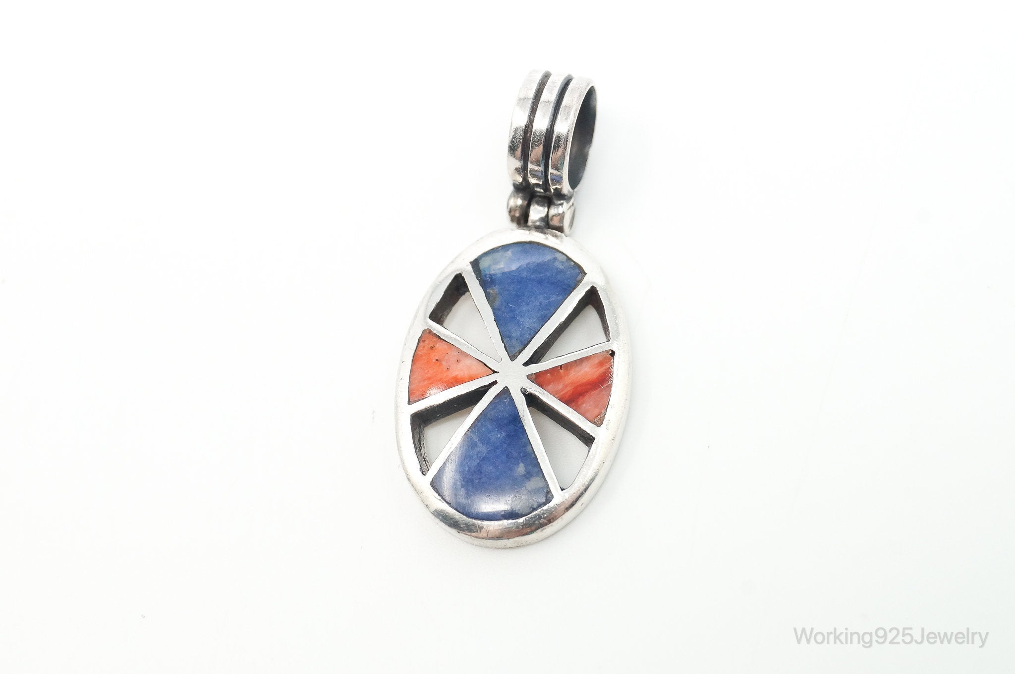 Vintage Native American Unsigned Coral Lapis Lazuli Sterling Silver Pendant | Jewelry > Necklaces > Pendants | Wiccan Center