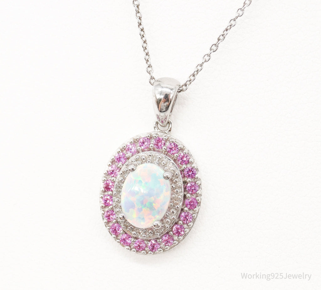 Opal Pink Topaz Cubic Zirconia Sterling Silver Necklace | Jewelry > Necklaces > Pendants | Wiccan Center