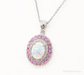 Opal Pink Topaz Cubic Zirconia Sterling Silver Necklace | Jewelry > Necklaces > Pendants | Wiccan Center