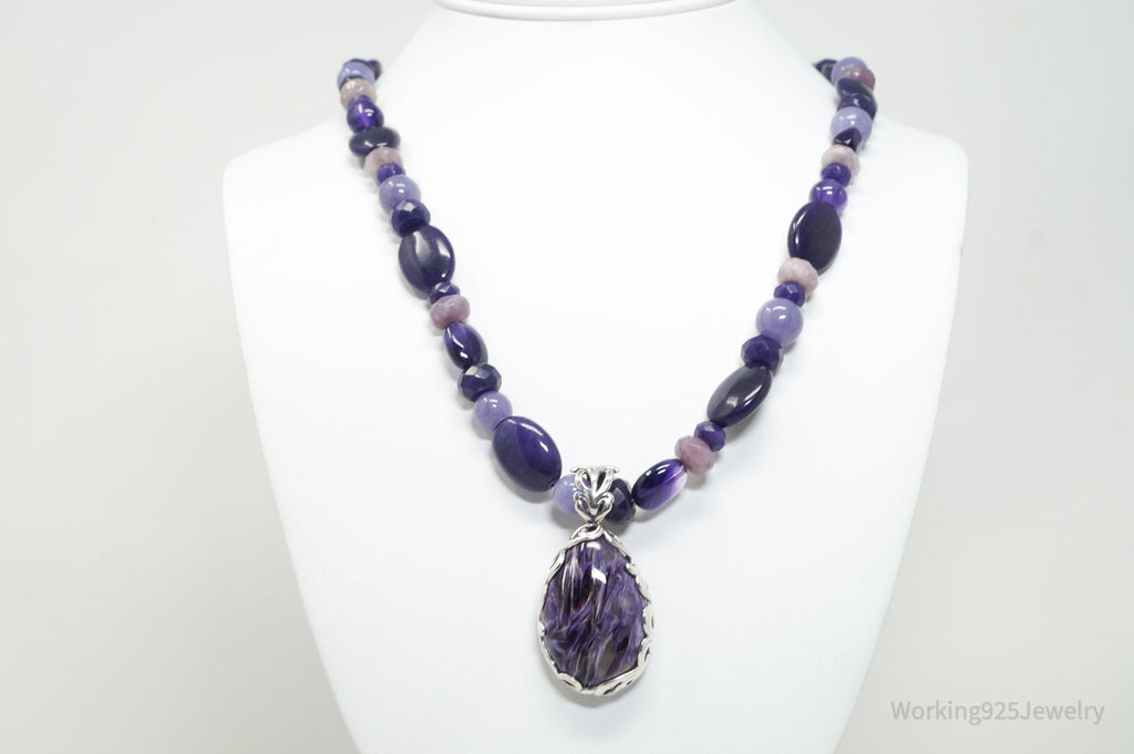 Vintage Carolyn Pollack Relios Charoite Bead Western Sterling Silver Necklace | Jewelry > Necklaces > Pendants | Wiccan Center