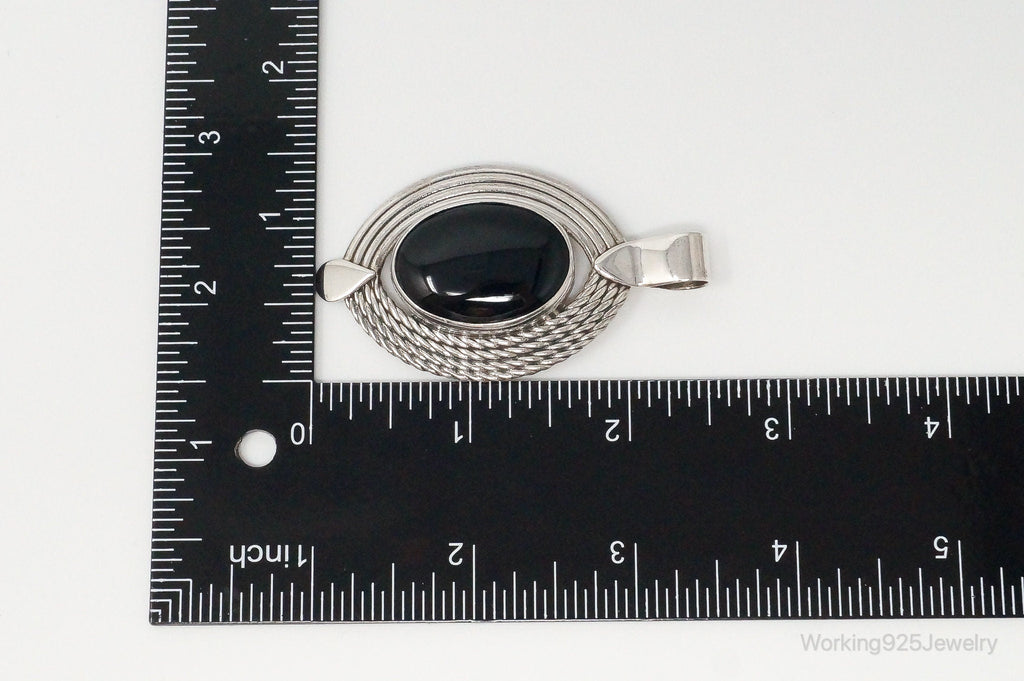 Large Mexico Designer ATI Black Onyx Southwestern Sterling Silver Pendant | Jewelry > Necklaces > Pendants | Wiccan Center