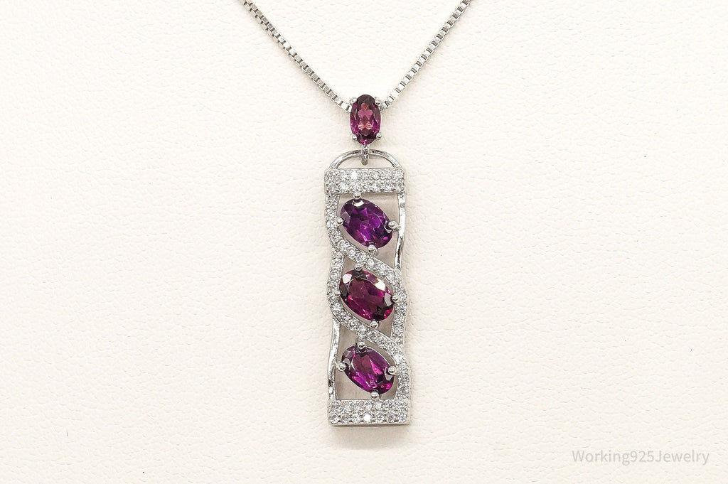 Rhodolite Garnet Cubic Zirconia Sterling Silver Necklace | Jewelry > Necklaces > Pendants | Wiccan Center