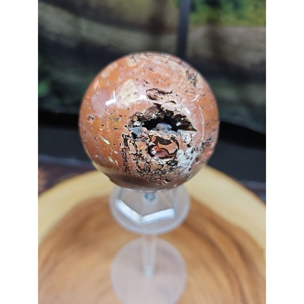 0.74 lb Vesuvianite Agate Carnelian Geode Sphere