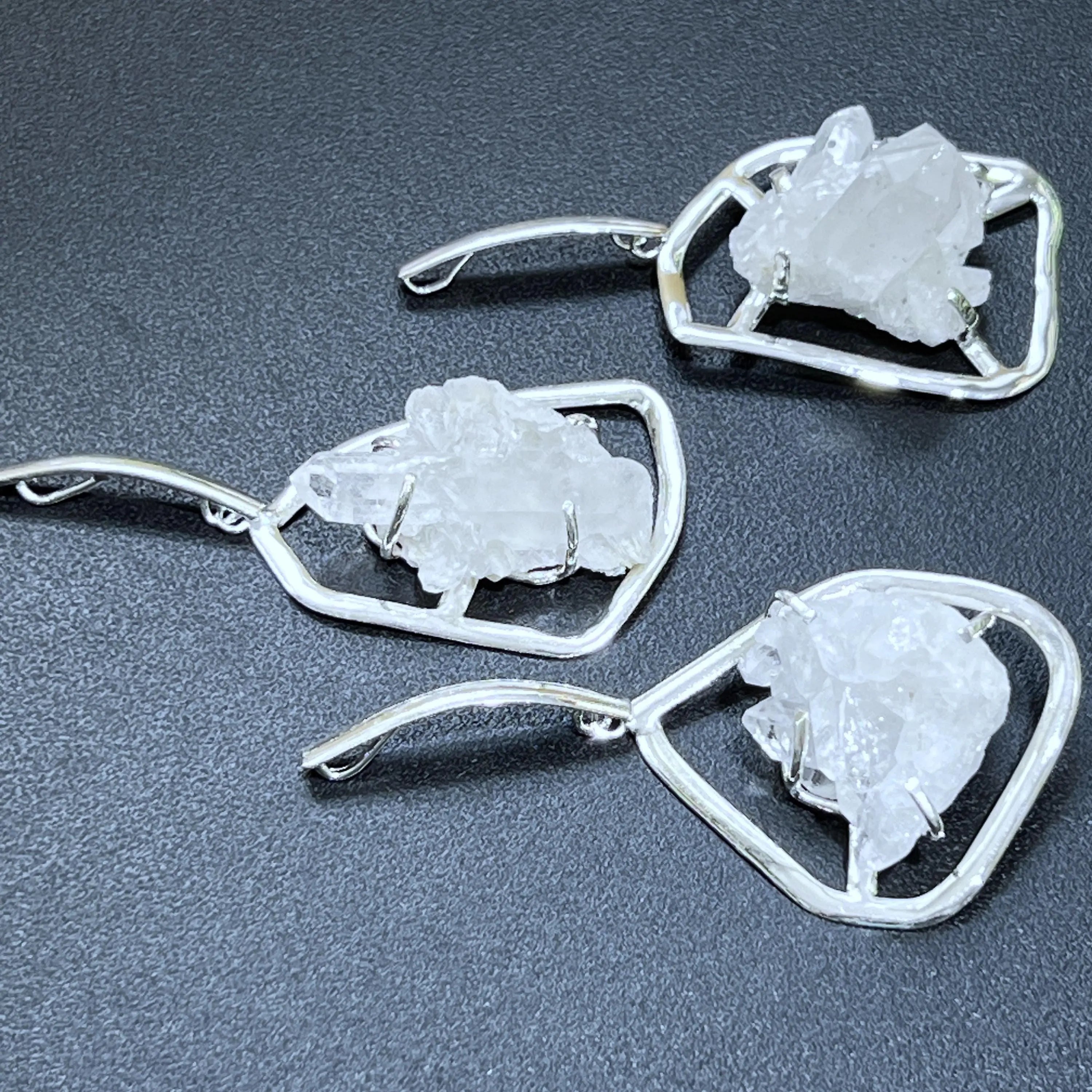 Quartz Crystal Cluster Pendant (Silver Plated) Statement Piece | Craft Supplies & Tools > Beads, Gems & Cabochons > Charms & Pendants > Pendants | Wiccan Center