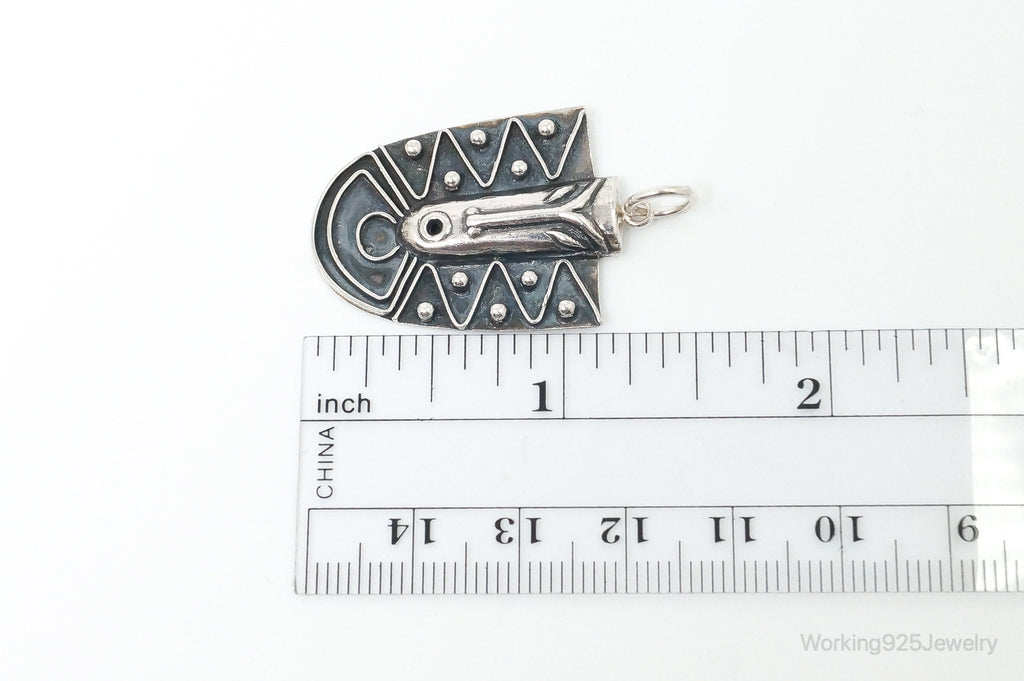 Vintage Aztec Style Mask Tribal Sterling Silver Necklace Pendant | Jewelry > Necklaces > Pendants | Wiccan Center