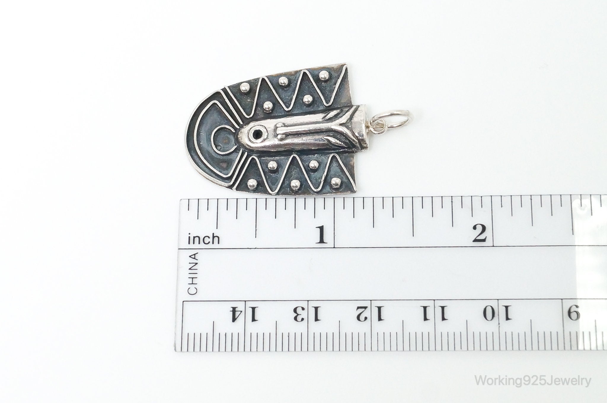 Vintage Aztec Style Mask Tribal Sterling Silver Necklace Pendant | Jewelry > Necklaces > Pendants | Wiccan Center