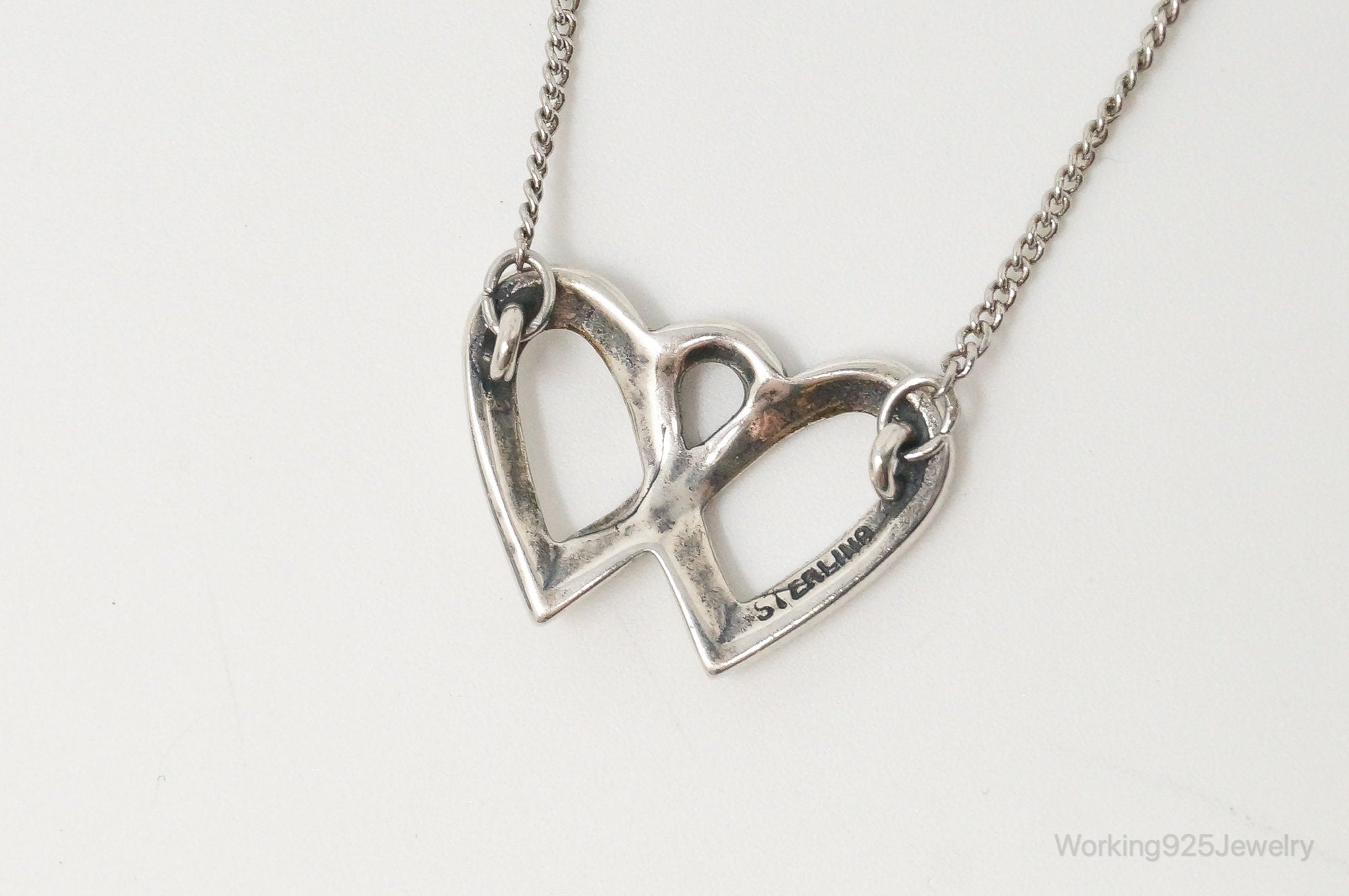 Vintage Linked Open Hearts Sterling Silver Necklace | Jewelry > Necklaces > Pendants | Wiccan Center