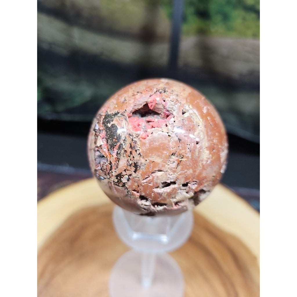 0.74 lb Vesuvianite Agate Carnelian Geode Sphere