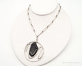 Vintage Black Onyx Modernist Silver Chain Necklace | Jewelry > Necklaces > Pendants | Wiccan Center