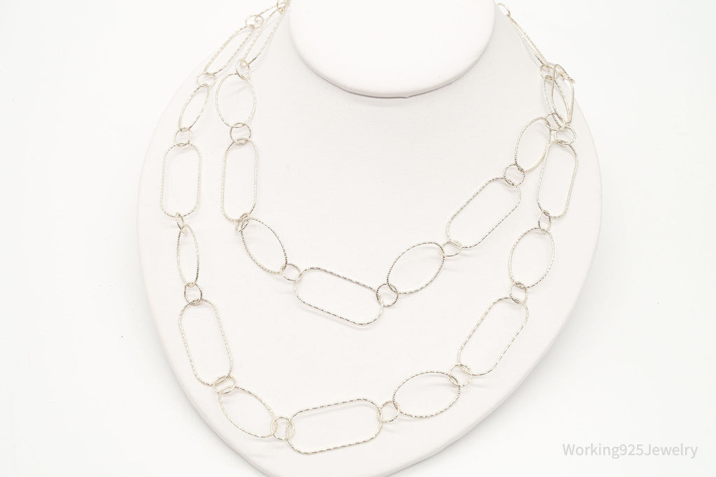 Vintage Designer Silpada Oval Link Textured Sterling Silver Necklace - 38" | Jewelry > Necklaces > Pendants | Wiccan Center