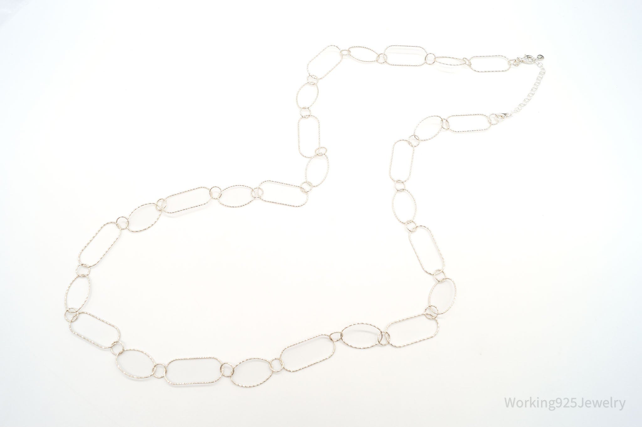 Vintage Designer Silpada Oval Link Textured Sterling Silver Necklace - 38" | Jewelry > Necklaces > Pendants | Wiccan Center