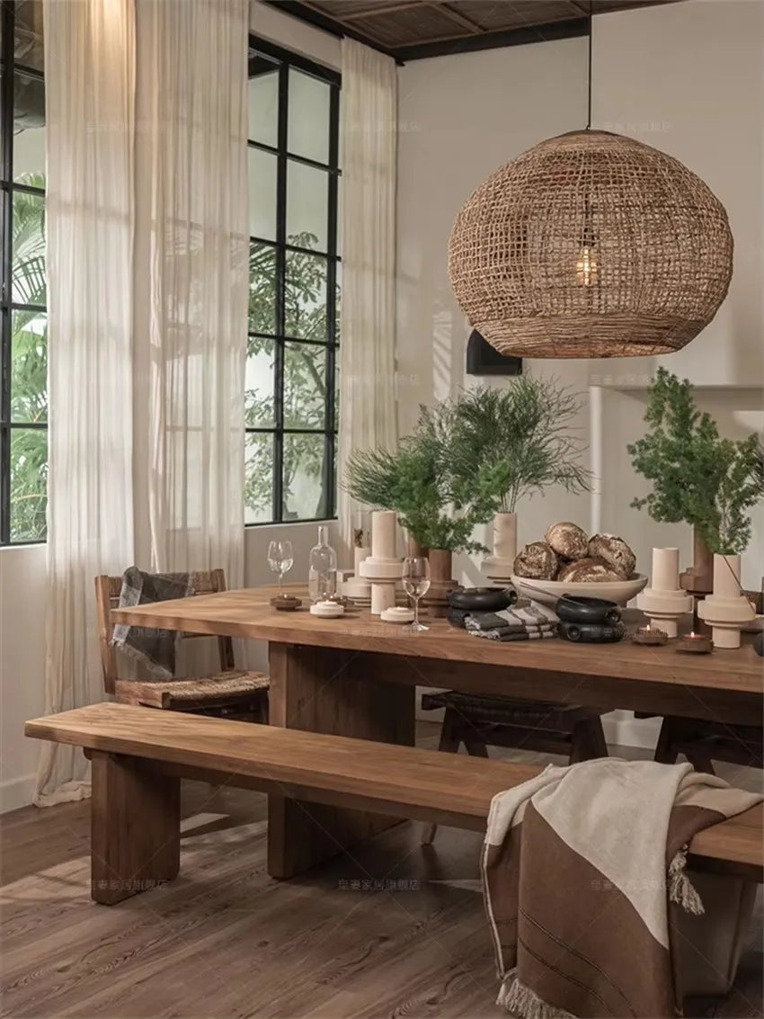 Wabi Sabi Style Vine Art Vine Weaving Chandelier Retro Countryside Lighting Creative Weaving Restaurant Southeast Asian Lamp | Lighting | Wiccan Center
