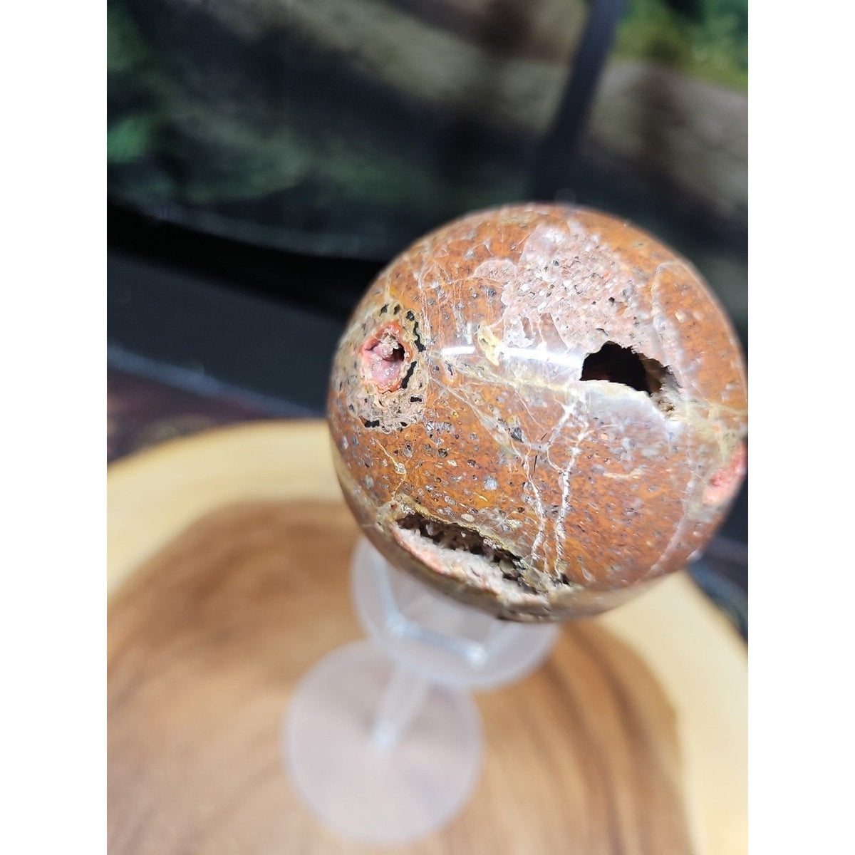 0.91 lb Vesuvianite Agate Carnelian Geode Sphere