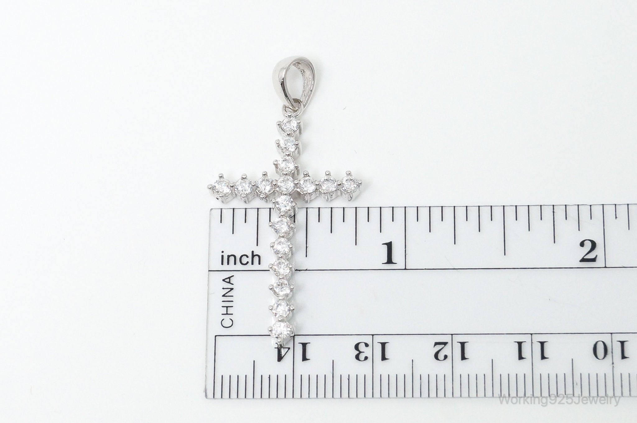 Large Vintage Cubic Zirconia Cross Sterling Silver Necklace Pendant | Jewelry > Necklaces > Pendants | Wiccan Center