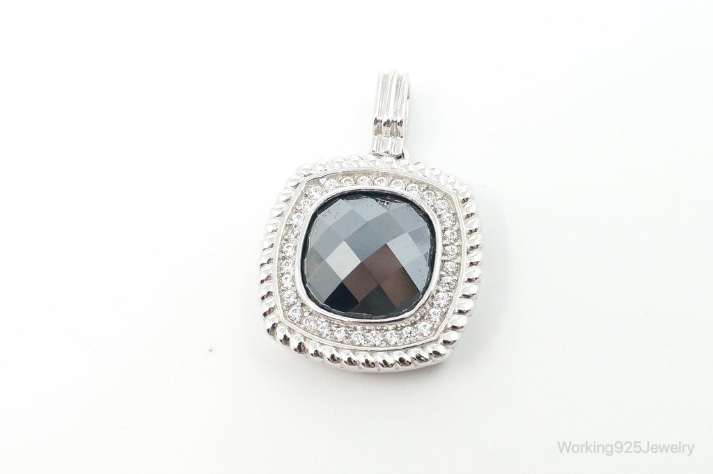 Vintage Designer Hematite Cubic Zirconia Sterling Silver Pendant | Jewelry > Necklaces > Pendants | Wiccan Center
