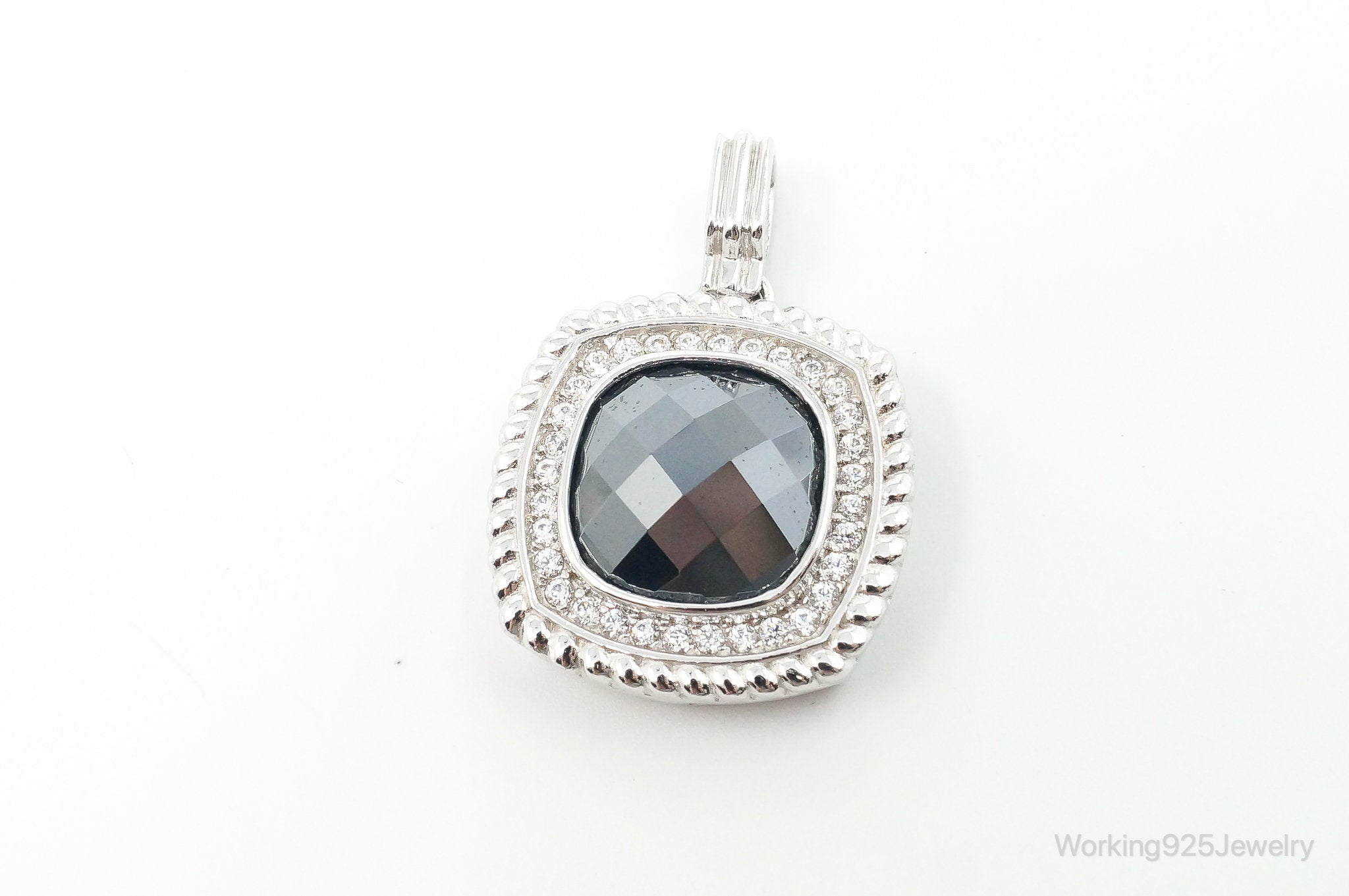 Vintage Designer Hematite Cubic Zirconia Sterling Silver Pendant | Jewelry > Necklaces > Pendants | Wiccan Center