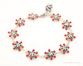 Vintage Intricate Glass Beads Flowers Sterling Silver Bracelet | Jewelry > Bracelets | Wiccan Center