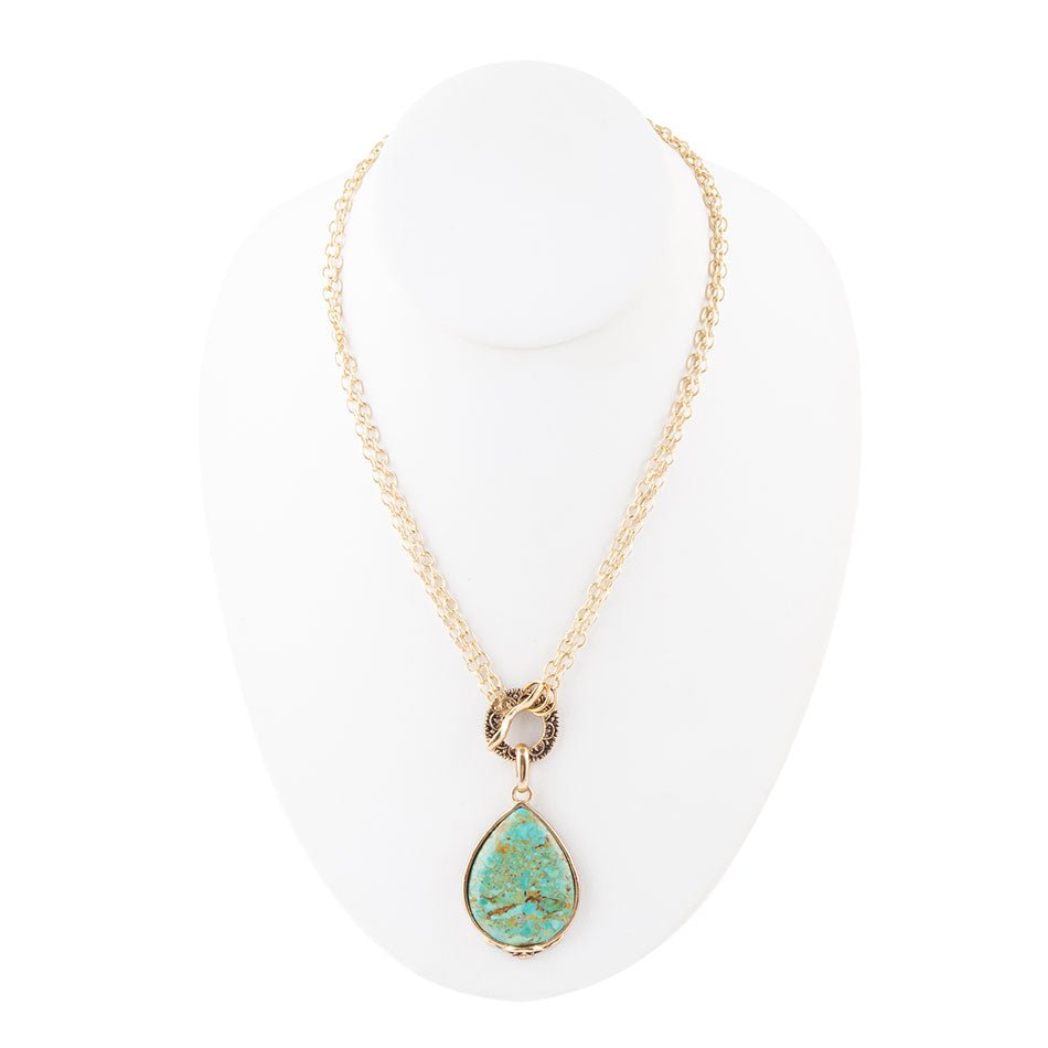 Abby Blue Turquoise and Golden Bronze Pendant Necklace | Necklaces | Wiccan Center