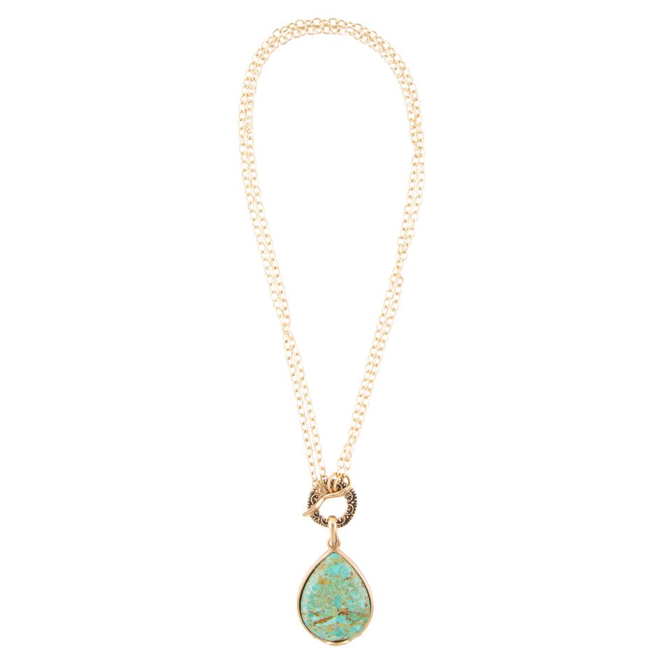 Abby Blue Turquoise and Golden Bronze Pendant Necklace | Necklaces | Wiccan Center
