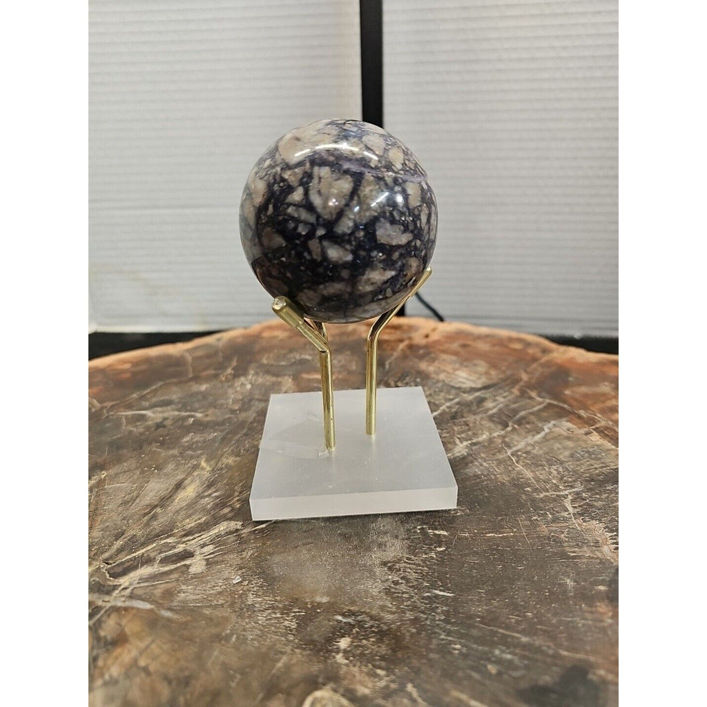 60mm Natural Phantom Chevron Amethyst Quartz Crystal Sphere W/Stand