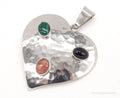 VTG Mexico Large Rhodochrosite Malachite Black Onyx Sterling Silver Pendant | Jewelry > Necklaces > Pendants | Wiccan Center