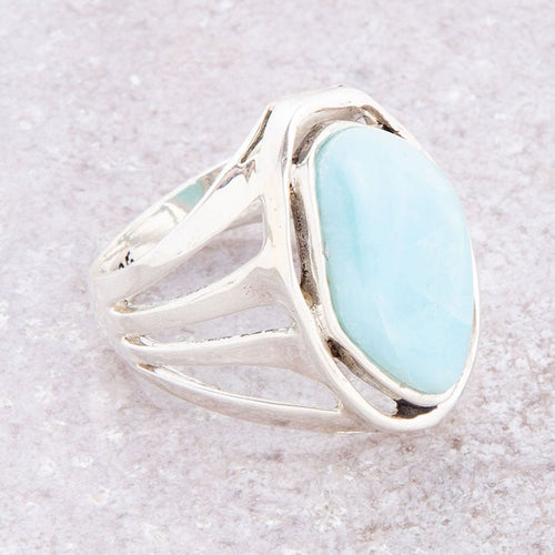 Abstract Blue Larimar and Sterling Silver Statement Ring | Rings | Wiccan Center