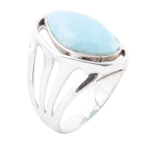 Abstract Blue Larimar and Sterling Silver Statement Ring | Rings | Wiccan Center