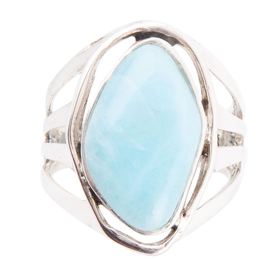 Abstract Blue Larimar and Sterling Silver Statement Ring | Rings | Wiccan Center