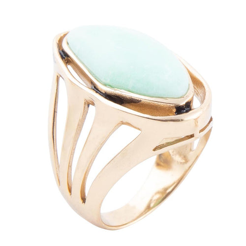 Abstract Green Chrysoprase and Golden Ring | Rings | Wiccan Center