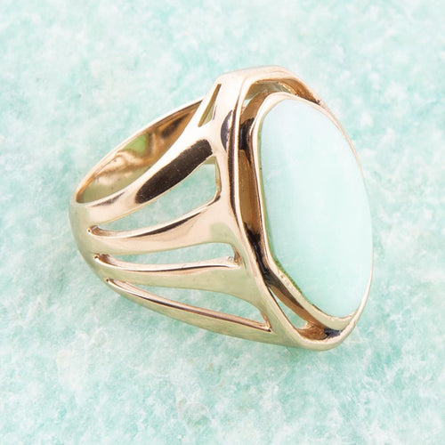 Abstract Green Chrysoprase and Golden Ring | Rings | Wiccan Center