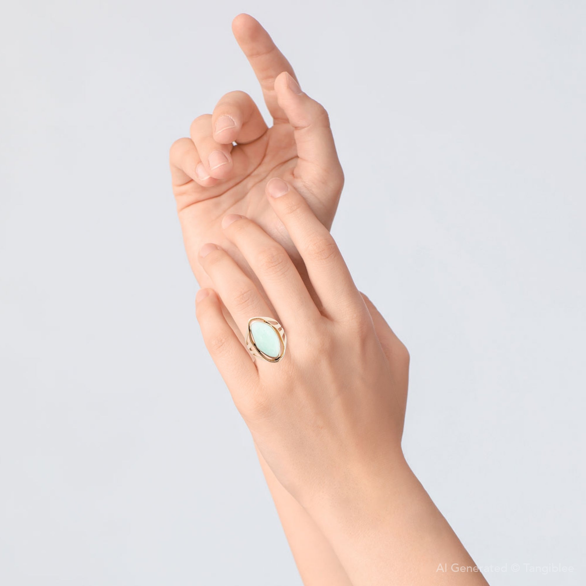 Abstract Green Chrysoprase and Golden Ring | Rings | Wiccan Center