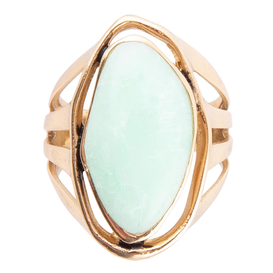 Abstract Green Chrysoprase and Golden Ring | Rings | Wiccan Center