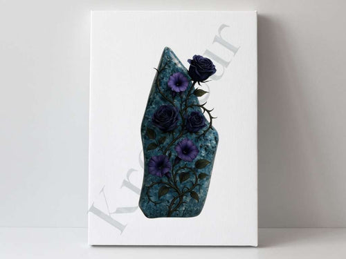 Abyssal Bloom – Ocean Jasper Digital Art Print | Midnight Floral Botanical Download | | Wiccan Center