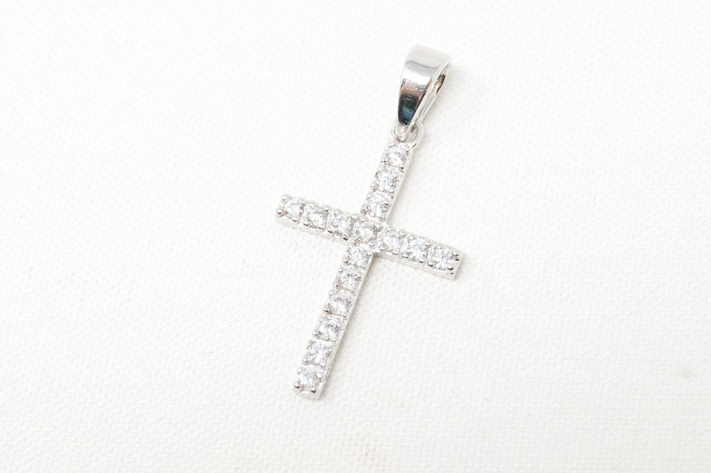 Vintage Cubic Zirconia Cross Sterling Silver Necklace Pendant | Jewelry > Necklaces > Pendants | Wiccan Center