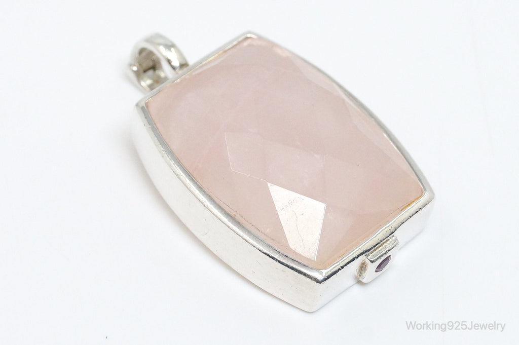 Large Designer ELLE Rose Quartz Ruby Sterling Silver Necklace Pendant | Jewelry > Necklaces > Pendants | Wiccan Center