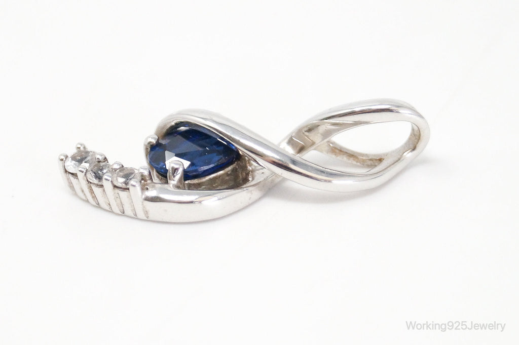 Blue Sapphire Cubic Zirconia Sterling Silver Necklace Pendant | Jewelry > Necklaces > Pendants | Wiccan Center