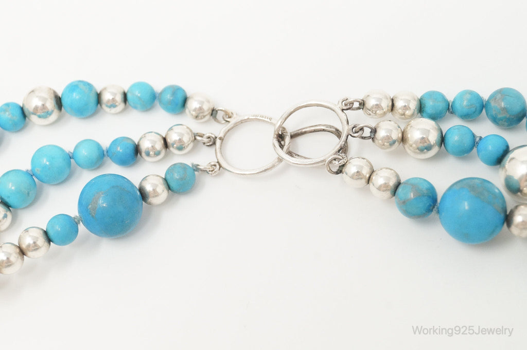 Vintage Native American Turquoise Beaded Sterling Silver Necklace | Jewelry > Necklaces > Pendants | Wiccan Center