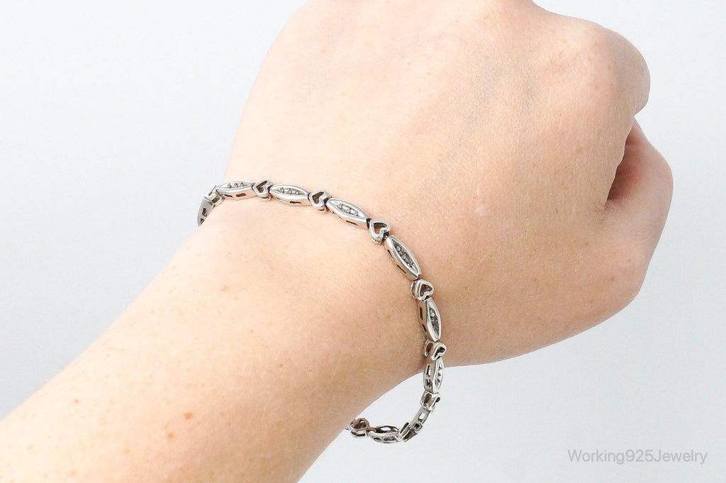 Vintage Diamonds Linked Hearts Sterling Silver Bracelet | Jewelry > Bracelets | Wiccan Center