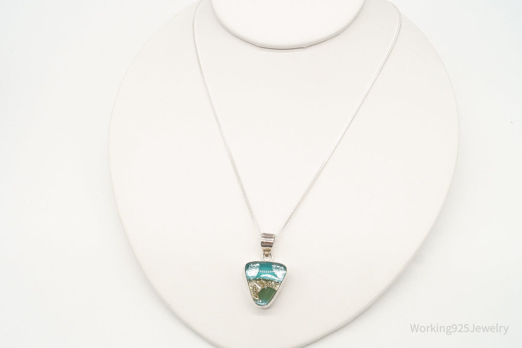 Vintage Dichroic Glass Sterling Silver Necklace | Jewelry > Necklaces > Pendants | Wiccan Center