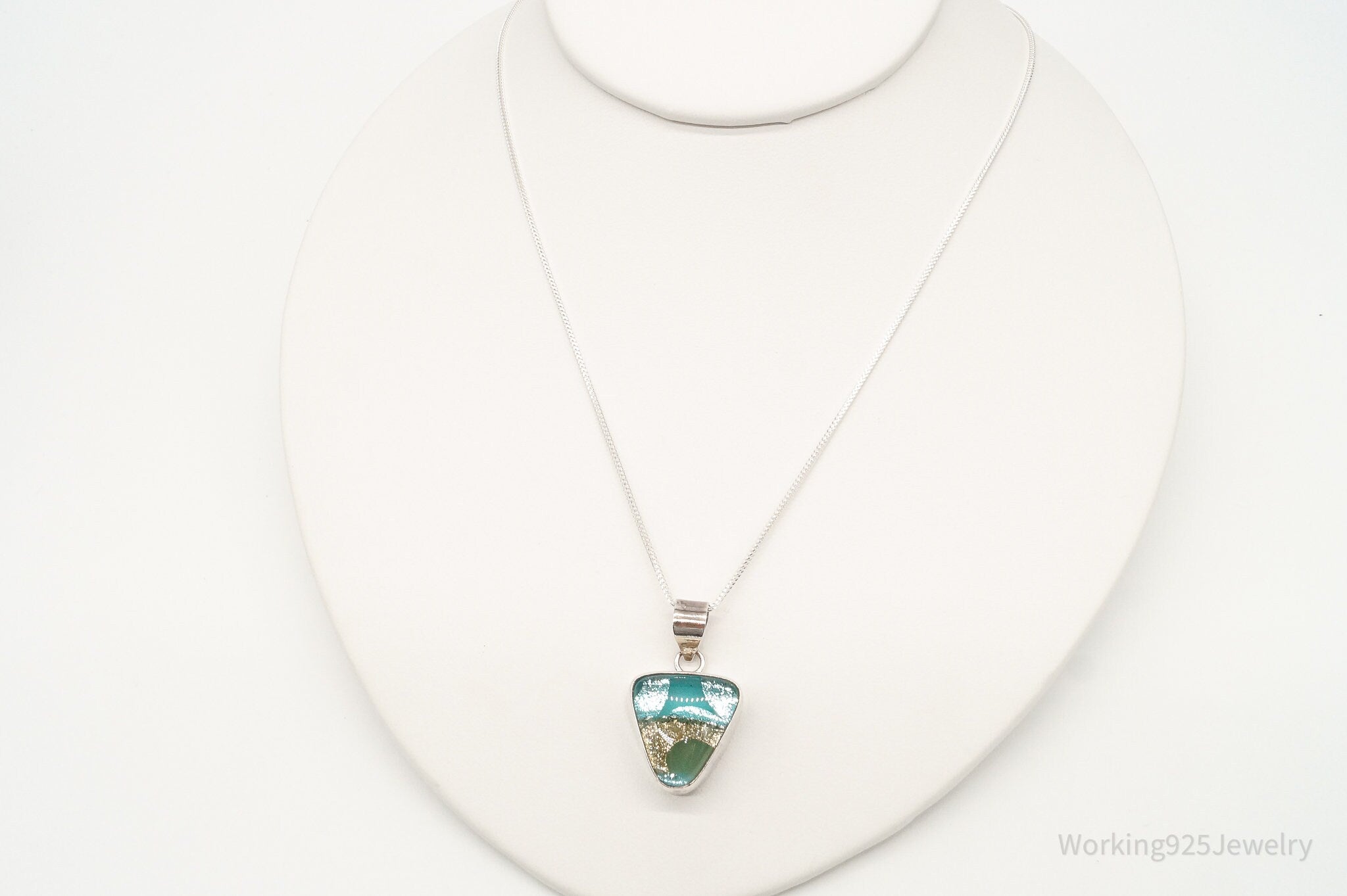 Vintage Dichroic Glass Sterling Silver Necklace | Jewelry > Necklaces > Pendants | Wiccan Center