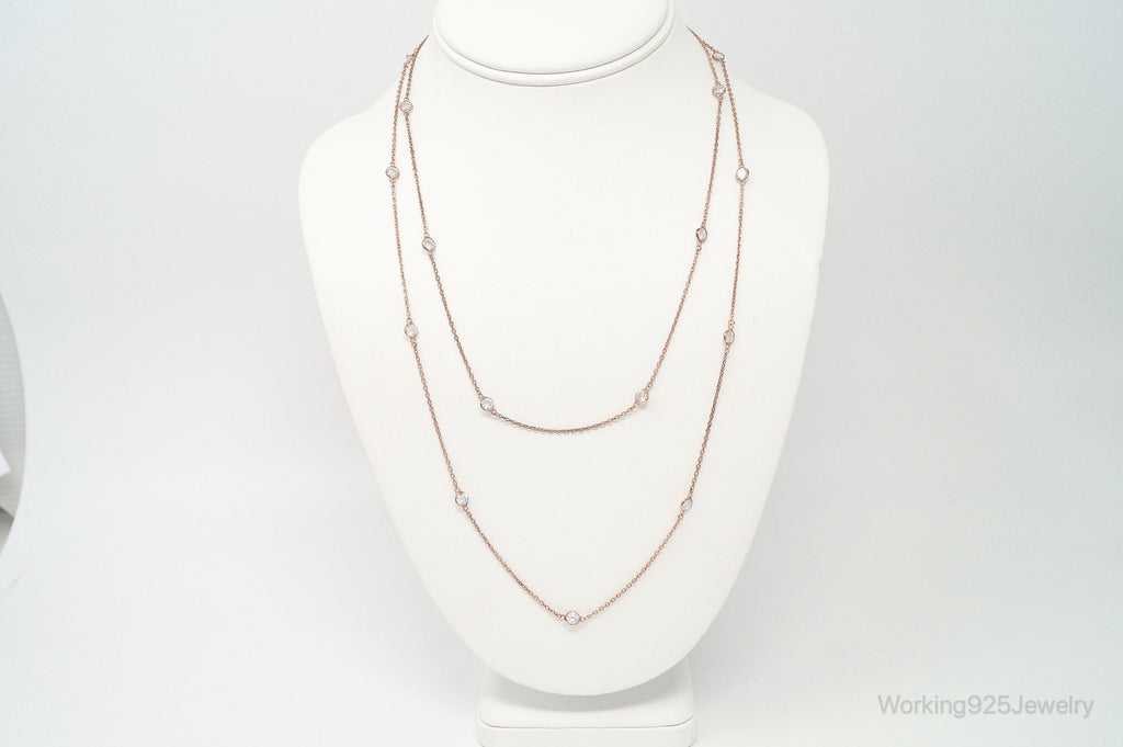 Vintage Rose Gold Vermeil Cubic Zirconia Sterling Silver Necklace | Jewelry > Necklaces > Pendants | Wiccan Center
