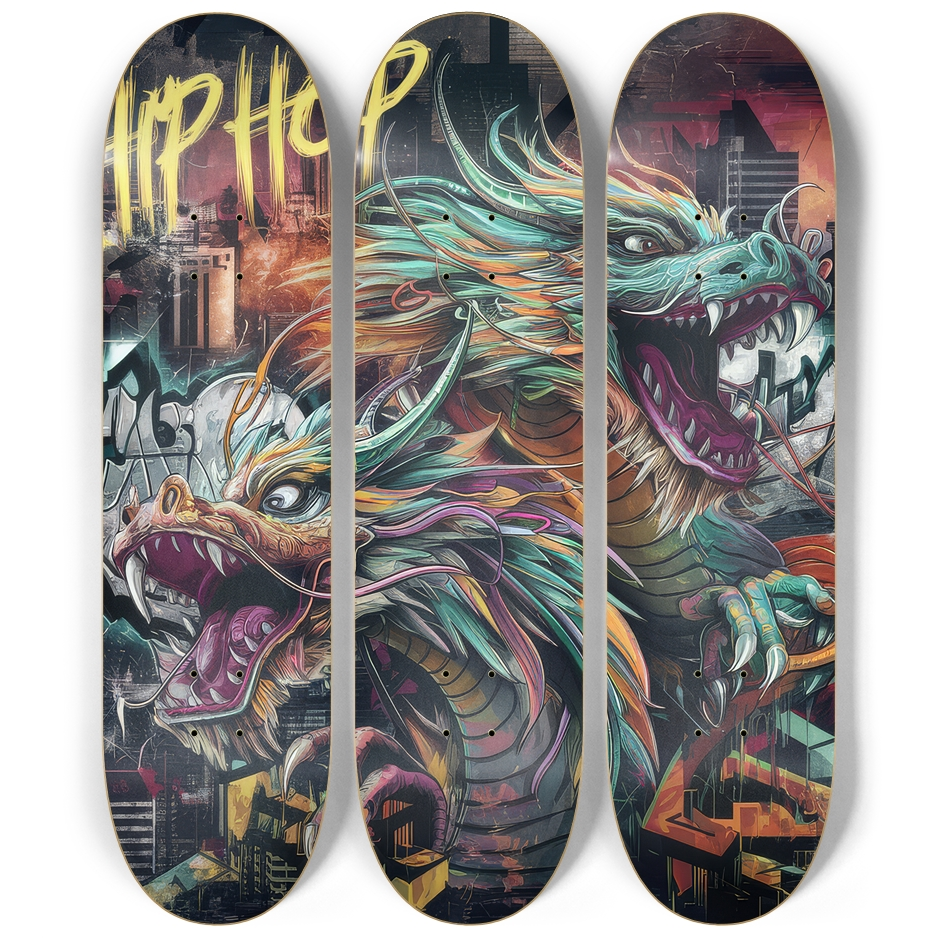 3 Skateboard Series Art - Hip Hop Dragon | Skateboard | Wiccan Center