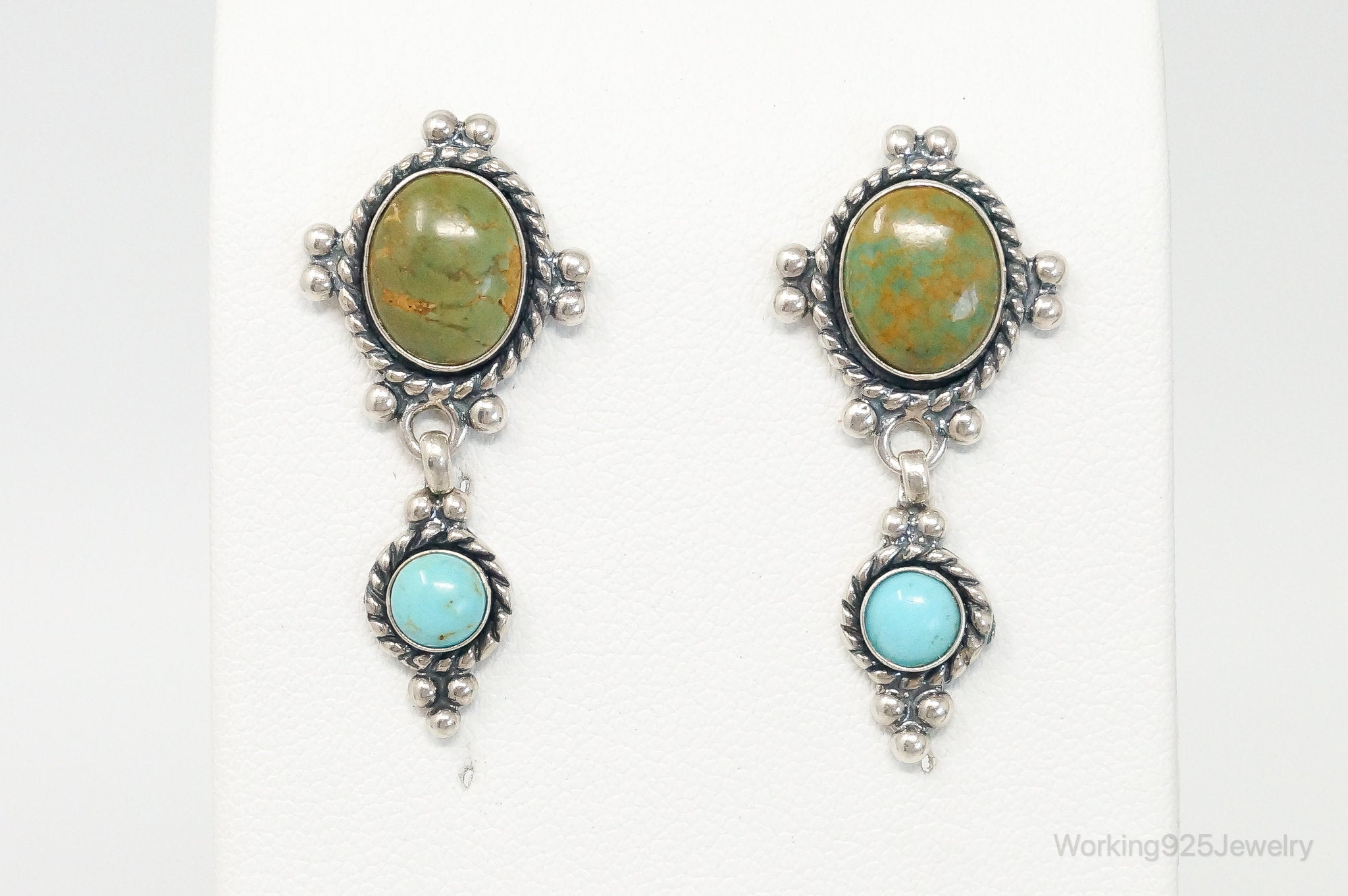 Vintage Native American QT Quoc Turquoise Sterling Silver Earrings | Jewelry > Earrings | Wiccan Center