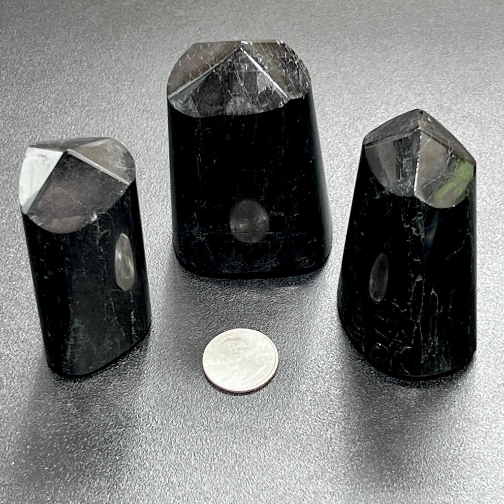 Black Tourmaline Point Tower Carving Gemstone Statue Home Decor Supply | Home & Living > Home Decor > Home Accents > Rocks & Geodes | Wiccan Center