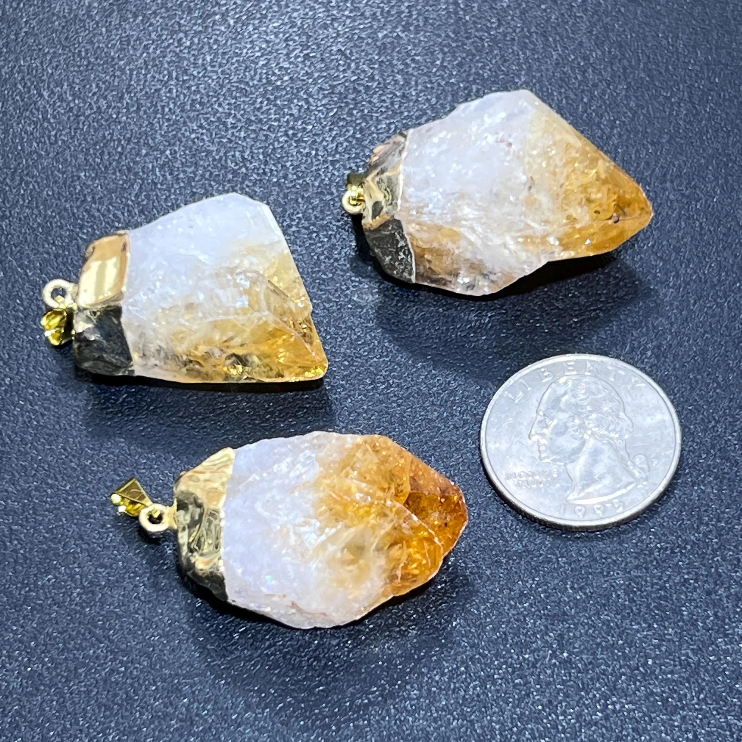 Citrine Crystal Rough Raw Point Pendant (Gold Plated) Wholesale | Jewelry > Necklaces > Crystal Necklaces | Wiccan Center